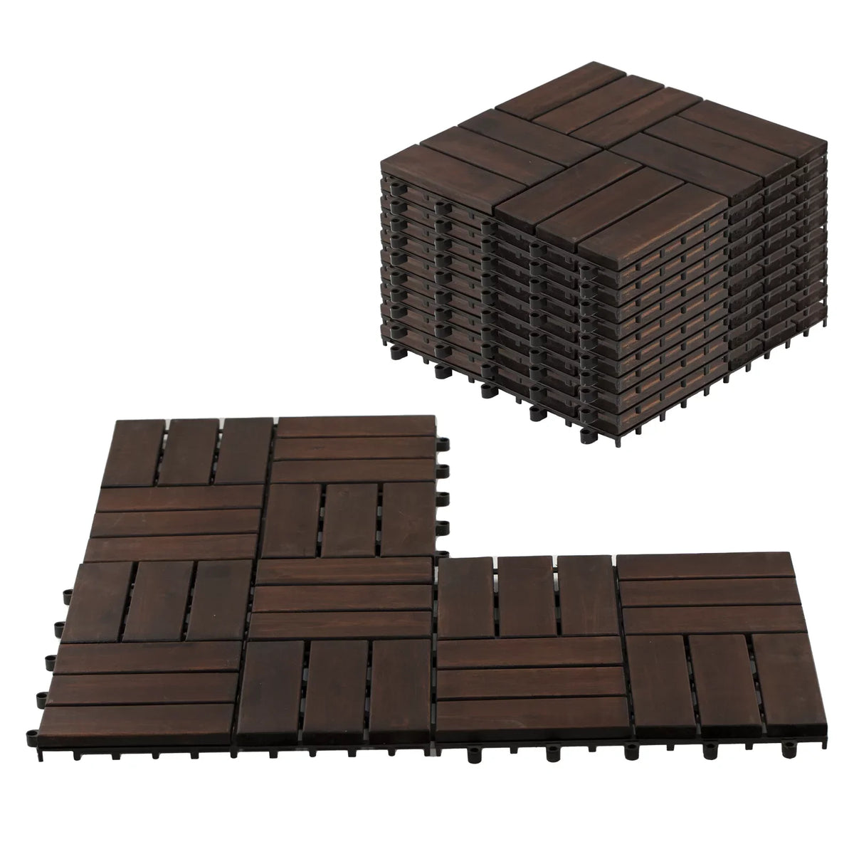 Idzo Decking Tiles - 6 Slats, Dark Brown
