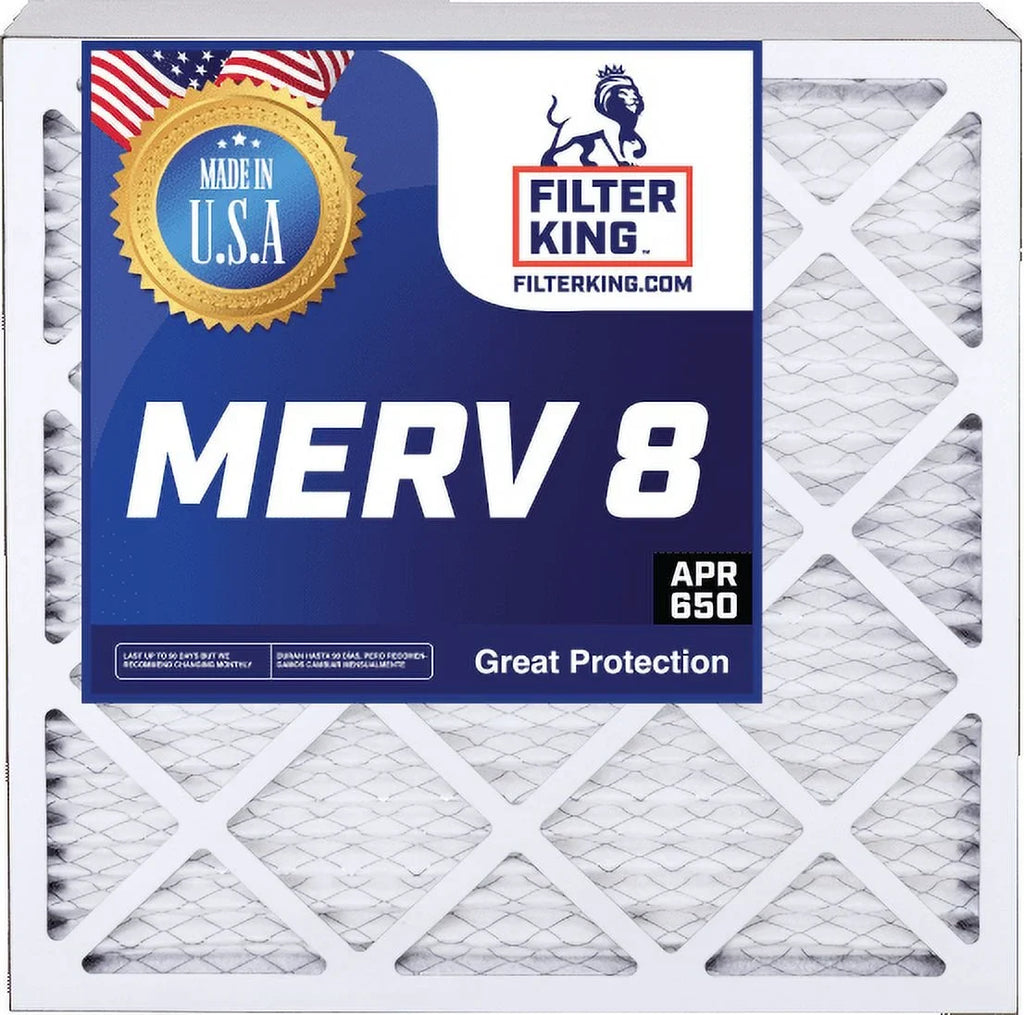 Filter King 16x25x0.5 Air Filter | 4-PACK | MERV 8 HVAC Pleated A/C Furnace Filters | MADE IN USA | Actual Size: 15.5 x 24.5 x 0.5"