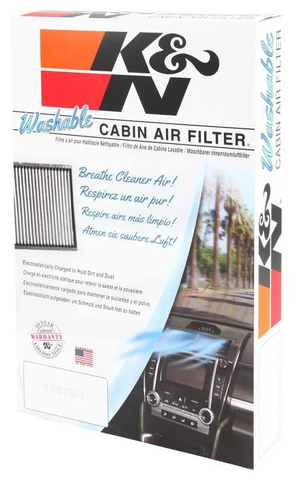 K&N VF1000 Washable & Reusable Cabin Air Filter - Cleans and Freshens Incoming Air for your Silverado, Avalanche, Escalade, Sierra, Yukon Fits select: 1999-2002 CHEVROLET SILVERADO