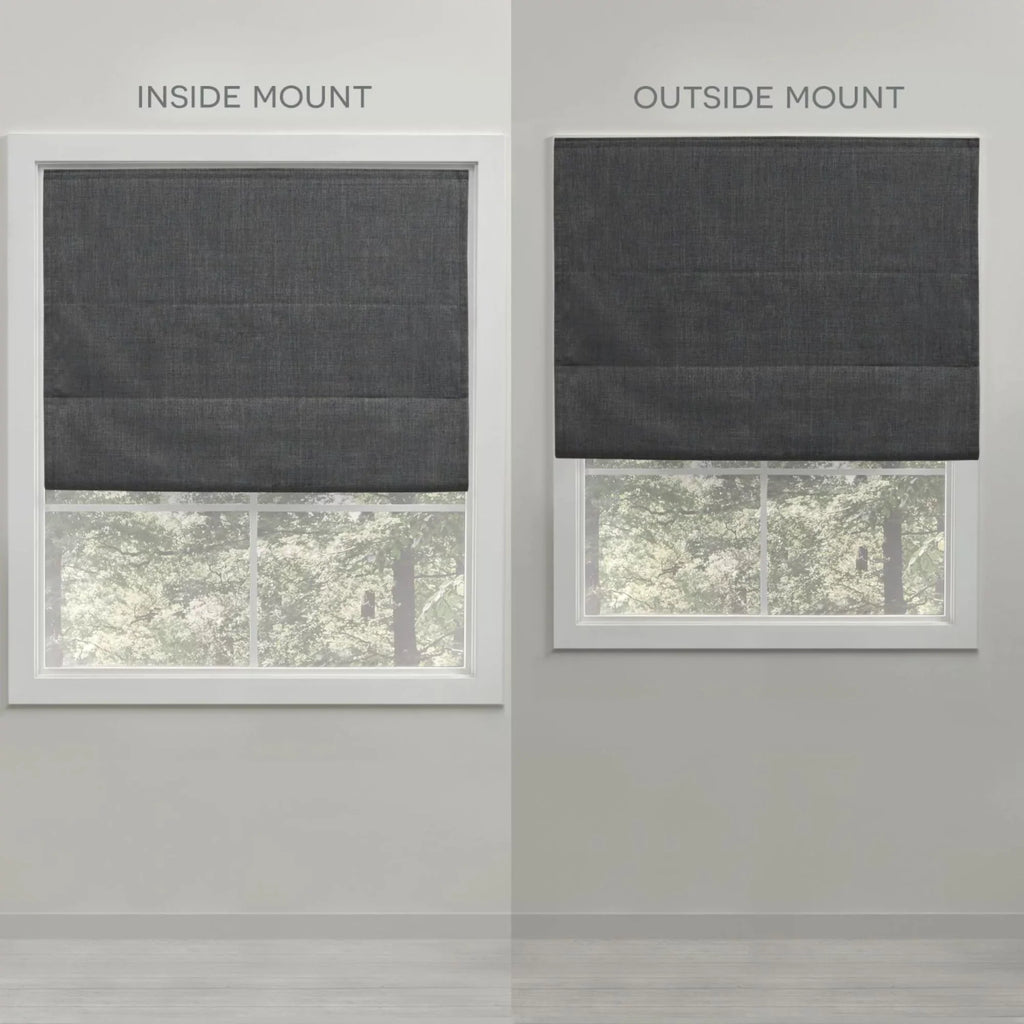 Exclusive Home Esme Total Blackout Roman Shade, 23"x64", Slate Blue