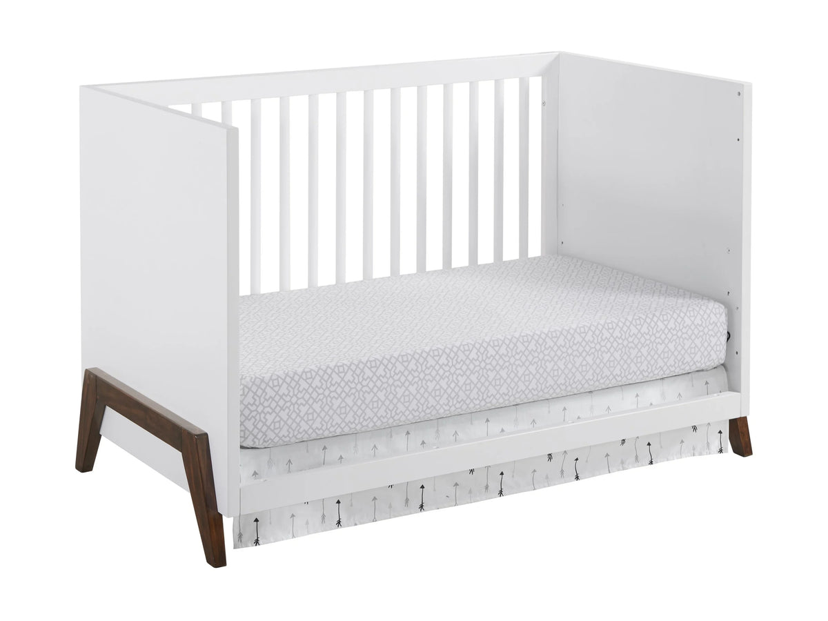 Oxford Baby Mari Modern 3-in-1 Convertible Island Crib, White & Walnut, Wooden Crib
