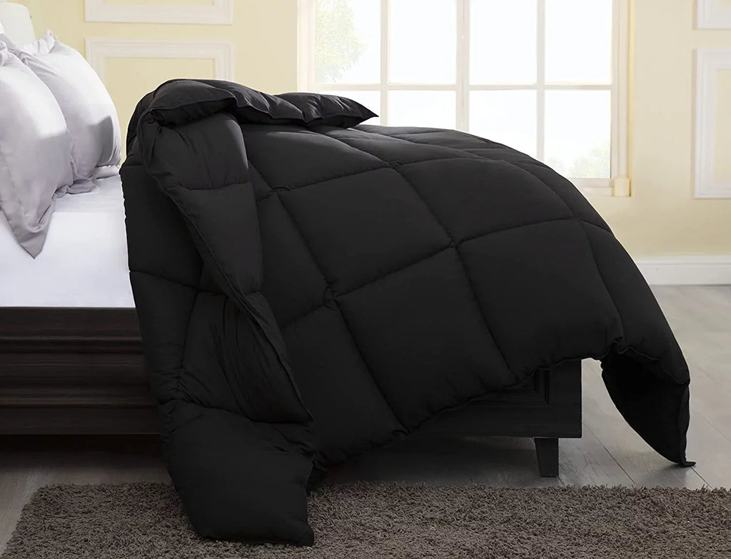 Chezmoi Collection All Season California King Size Down Alternative Comforter - Plush Microfiber Fill - Box Stitch Quilted - Duvet Insert with Corner Tabs (Cal King, Black)