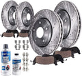 Detroit Axle - Brake Kit for 2014 2015 2016 2017 Nissan Rogue Drilled & Slotted Brake Rotors and Ceramic Brakes Pads 2015 2016 Replacement: 11.65" Front & Rear Rotors