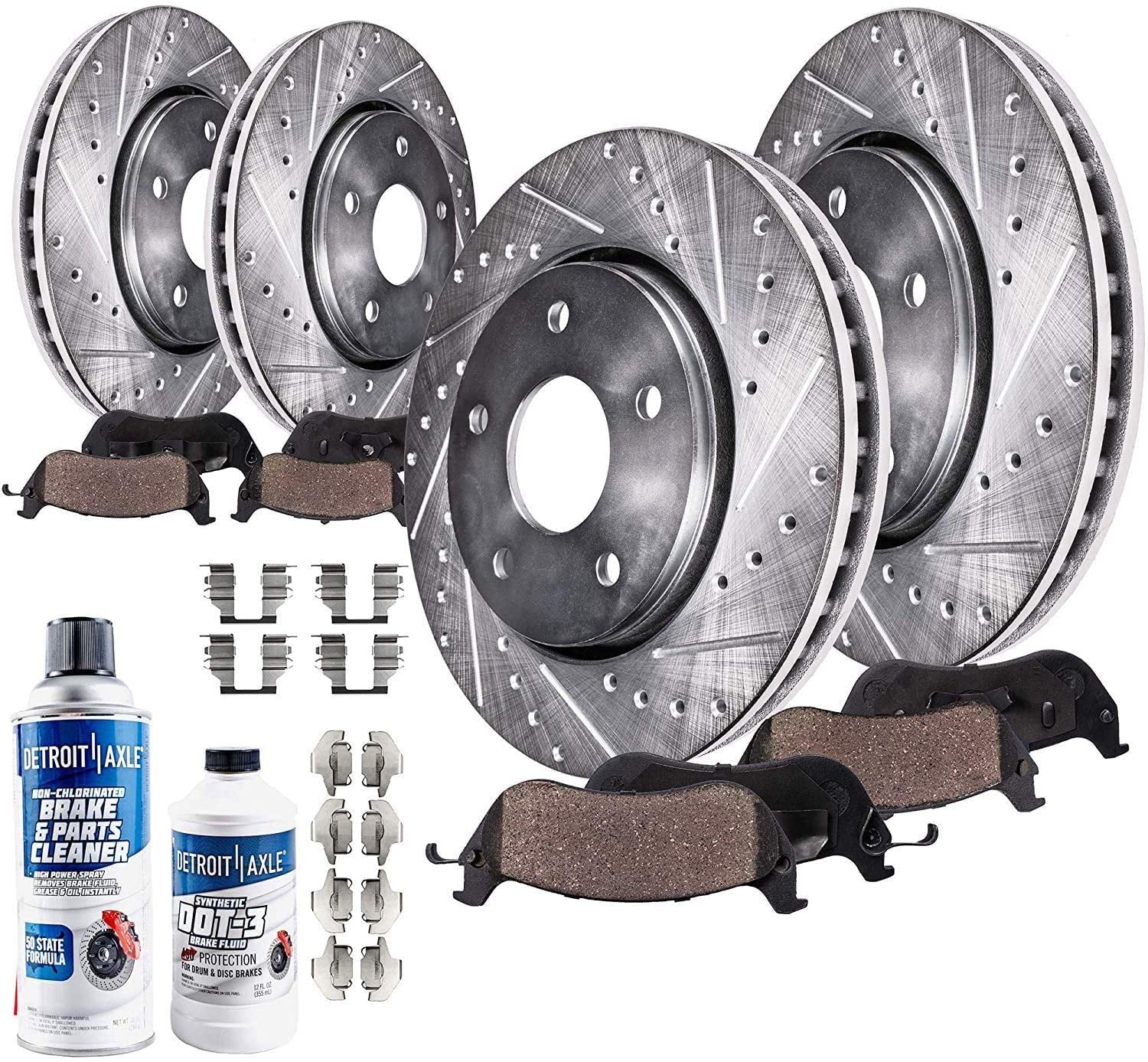 Detroit Axle - Brake Kit for 2014 2015 2016 2017 Nissan Rogue Drilled & Slotted Brake Rotors and Ceramic Brakes Pads 2015 2016 Replacement: 11.65" Front & Rear Rotors