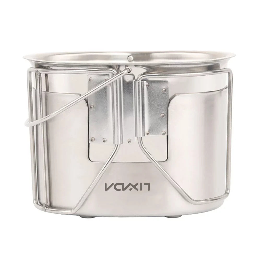 Lixada Kitchenware Set - Stainless Steel Canteen Cup Hanging Pot with Wood Stove for Camping and Survival