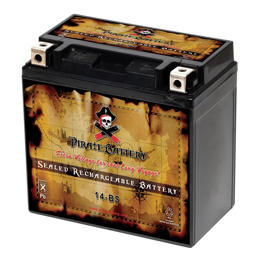 Pirate Battery YTX14-BS (14-BS 12 Volt,12 Ah, 200 CCA) Motorcycle Battery for Kawasaki 800cc Vn800-a, B, C, E Vulcan, Classic, Drifter 1995