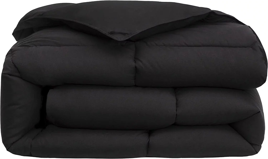 Chezmoi Collection All Season California King Size Down Alternative Comforter - Plush Microfiber Fill - Box Stitch Quilted - Duvet Insert with Corner Tabs (Cal King, Black)