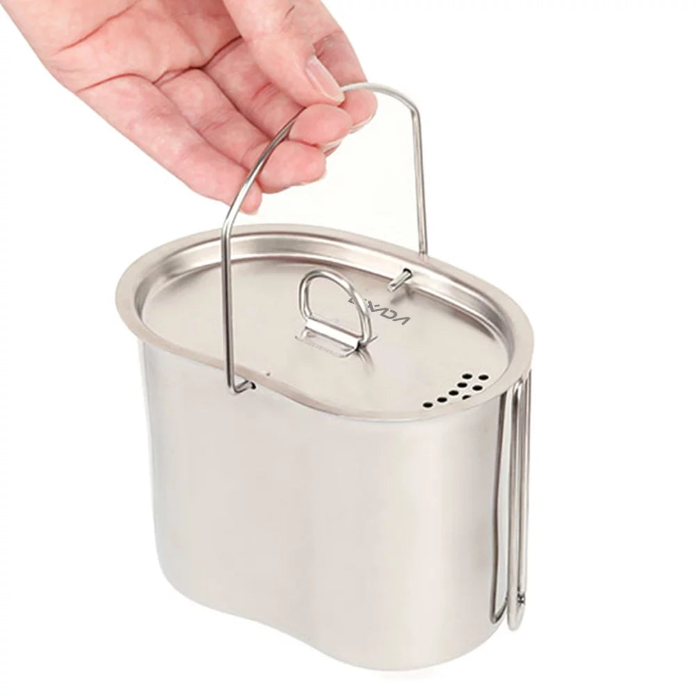 Lixada Kitchenware Set - Stainless Steel Canteen Cup Hanging Pot with Wood Stove for Camping and Survival