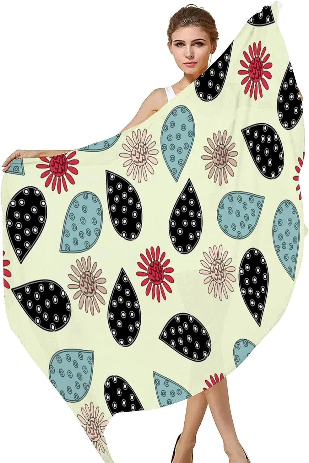 Hyjoy Flower Doodles Long Silk Neck Scarf Lightweight Shawl Wrap Scarves for Women Girls