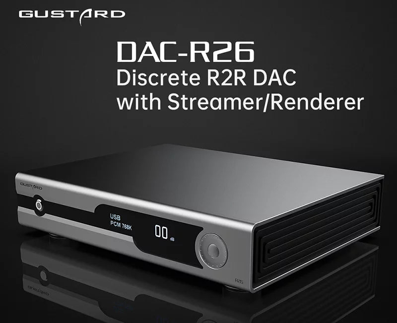 Gustard R26 Discrete R2R MQA DAC K2 Clock Dual Native DSD Decoder XMOS Balanced LDAC DAC with Remote Control (Black）