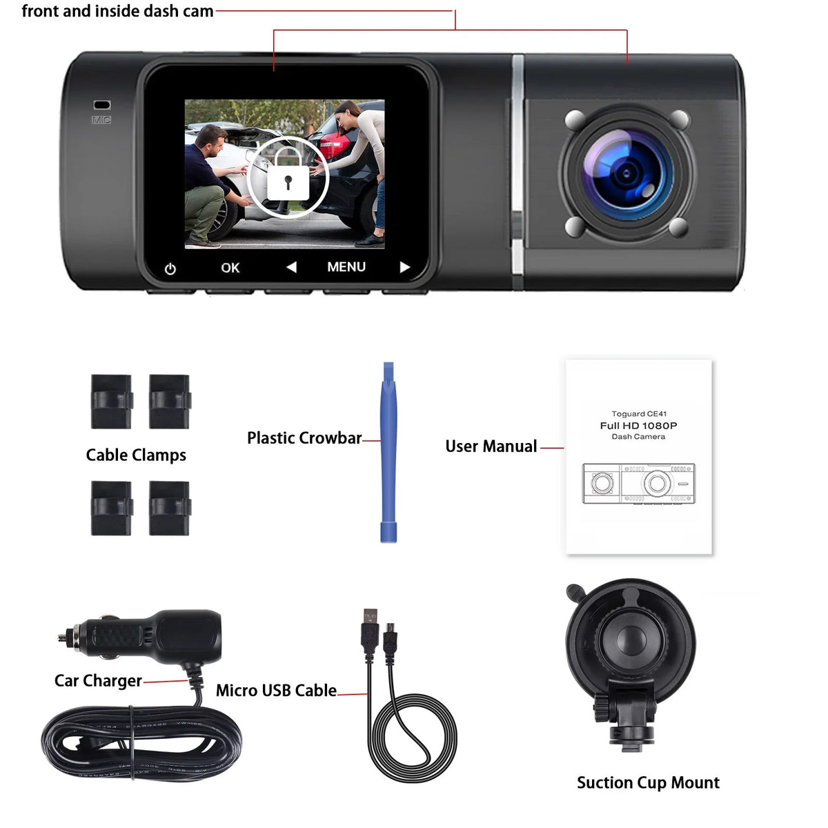 TOGUARD Dash Cam 1080P FHD 1.5 Inch LCD Display Car Camera ,IR Night Vision Car Camera ,Parking Mode, G-Sensor, Loop Recording, HDR