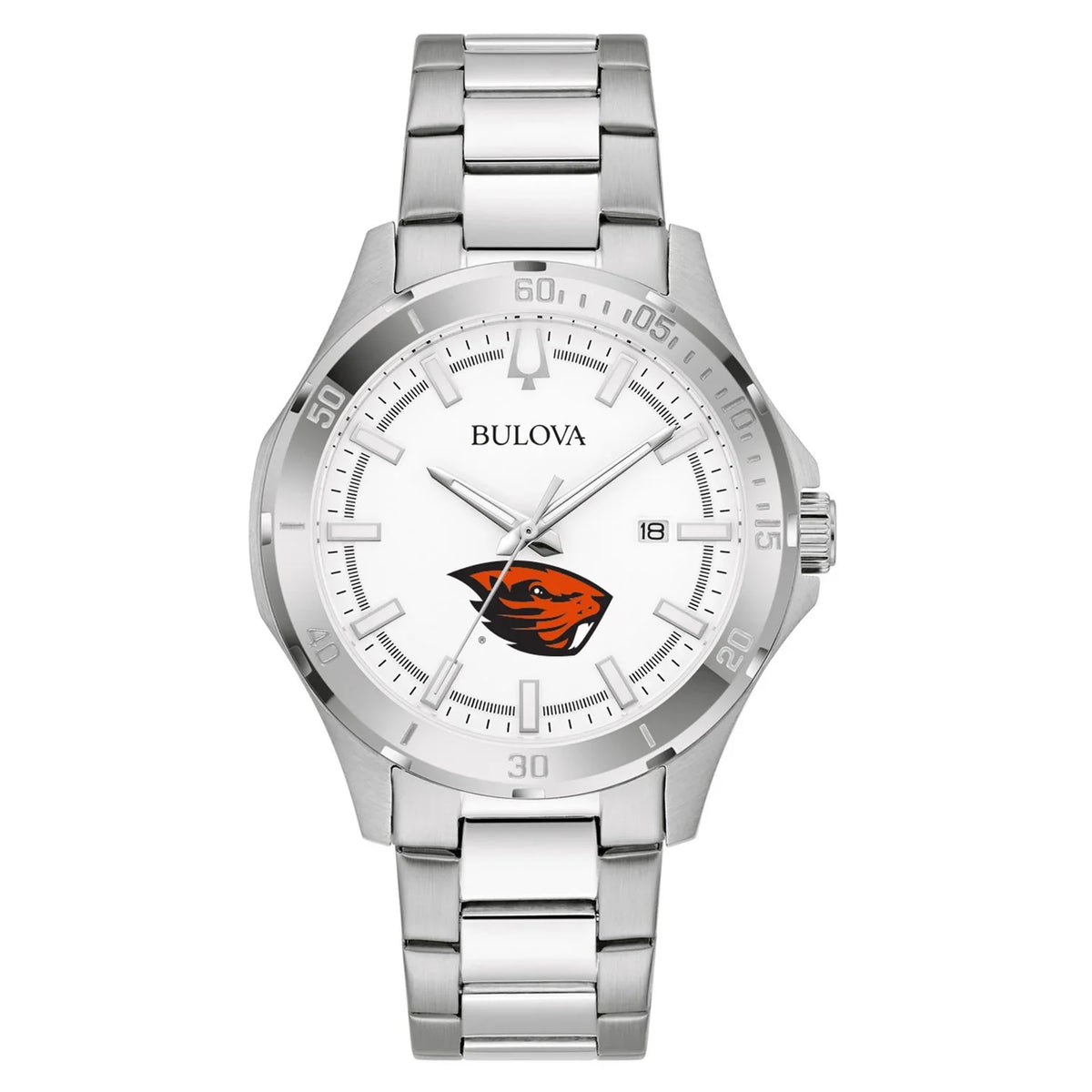 Men's Bulova Silver Oregon State Beavers Stainless Steel Classic Sport Watch