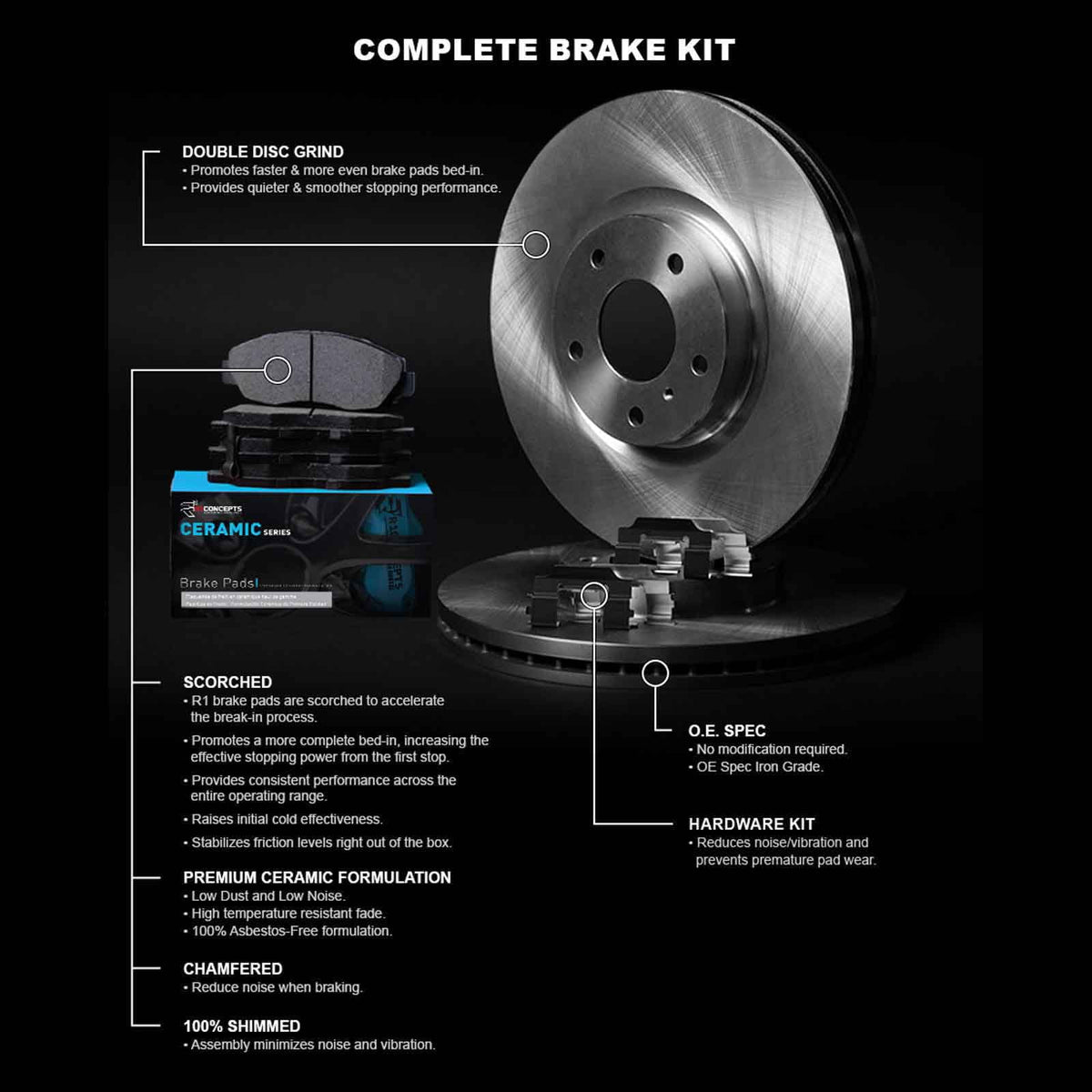 R1 Concepts Wfwh1 63147 R1 Concepts E Line Series Brake Rotor With Ceramic Fits select: 2008-2015 MERCEDES-BENZ C