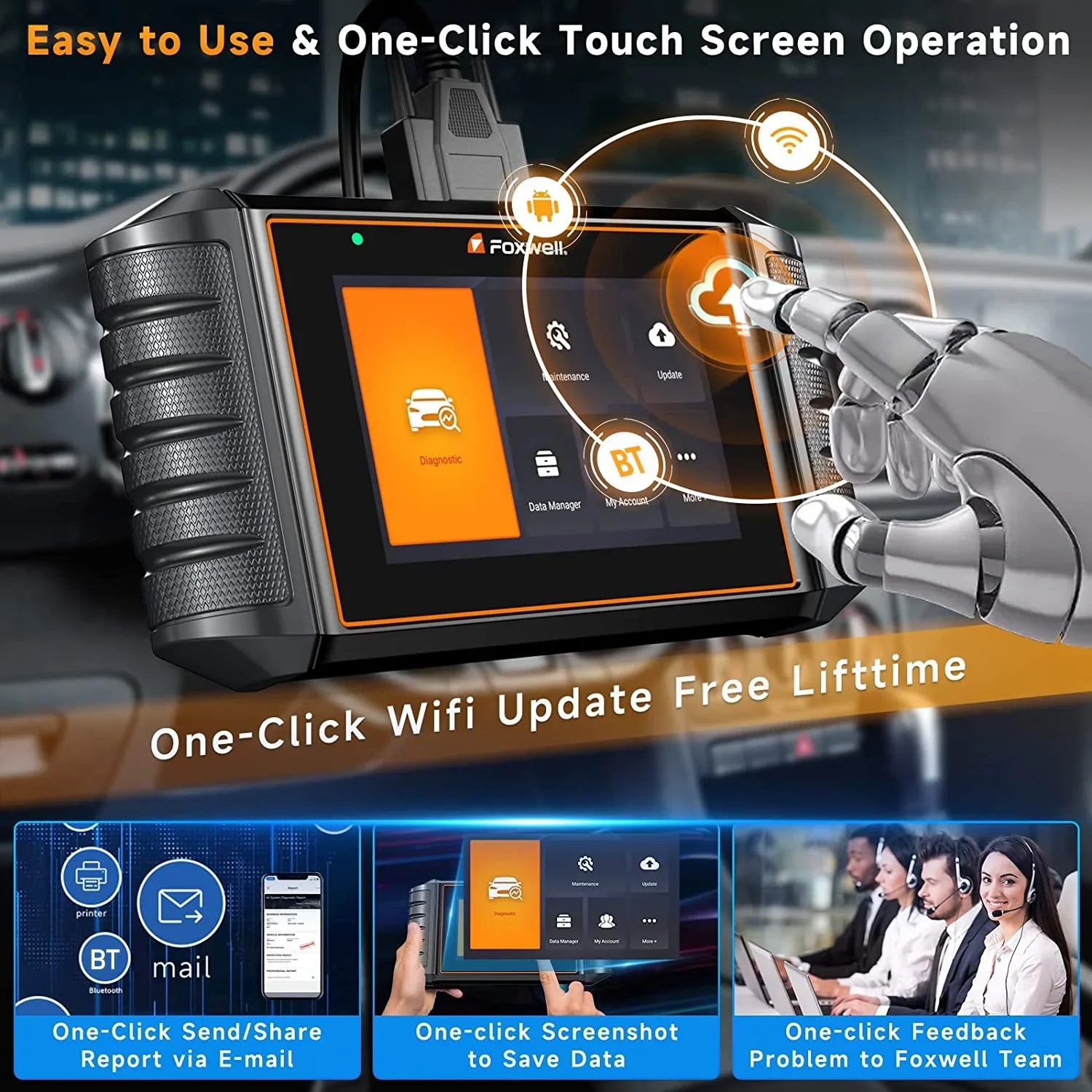 Foxwell NT809 OBD2 Scanner Automotive Bi-Directional Scan Tool Active Test All System 30+ Reset Code Reader