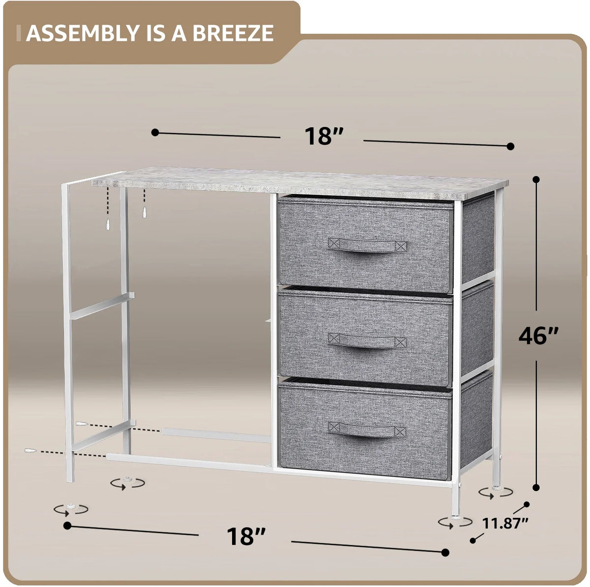 Sorbus 5-Drawer Dresser: Bedroom, Hallway, Closet Organization, Steel Frame, Gray