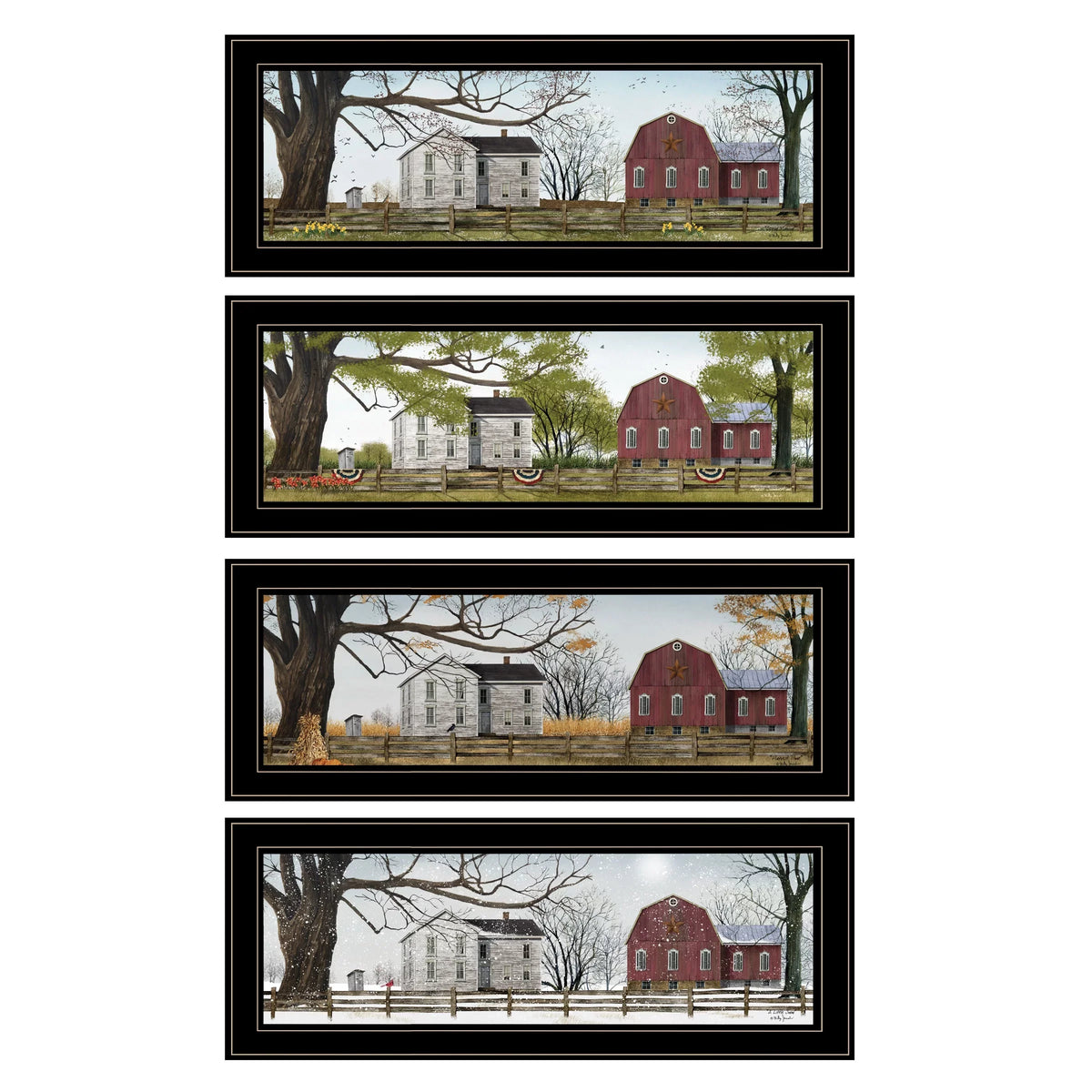 "Four Seasons Collection II" 4-Piece Vignette by Billy Jacobs, Black Frame