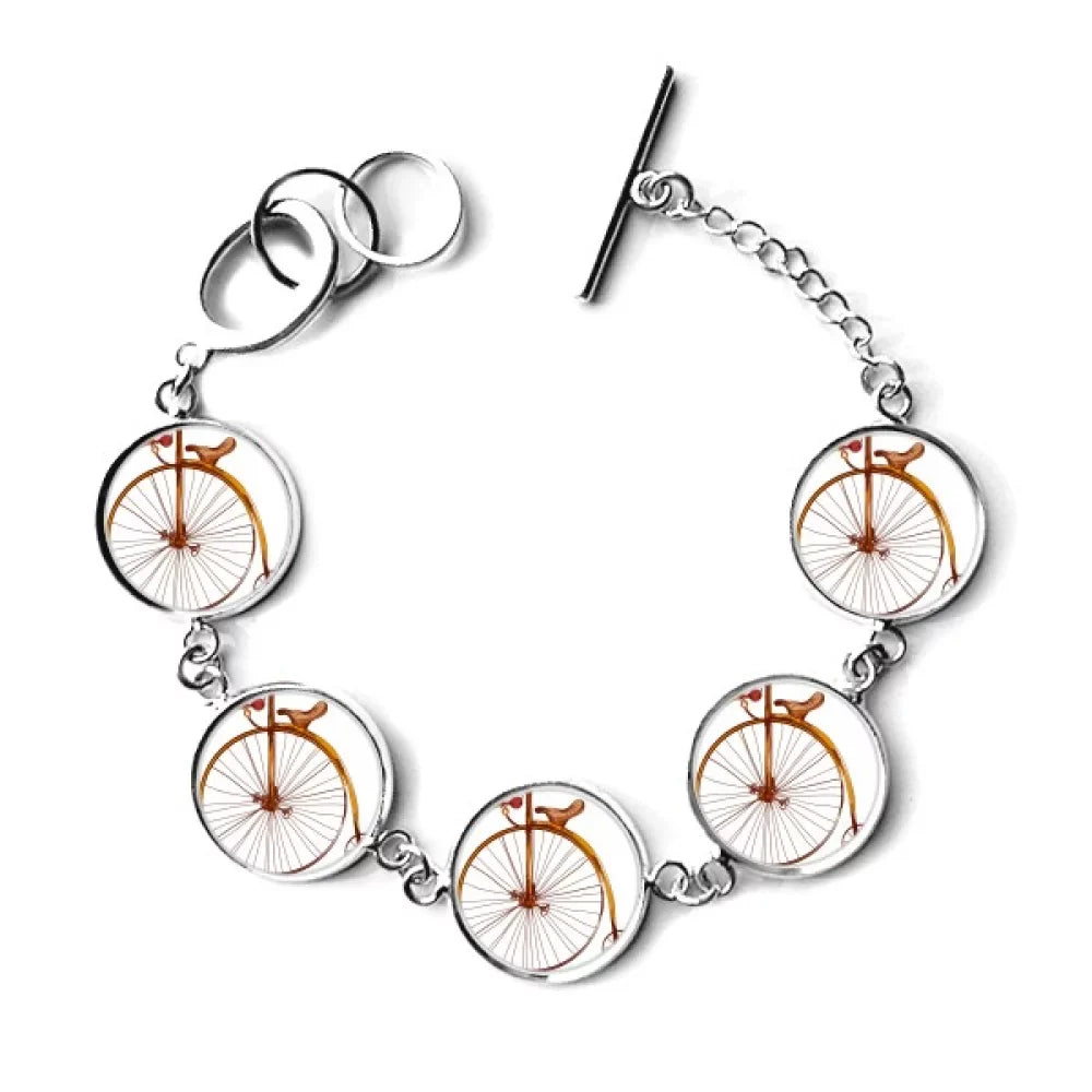 Old Fashioned Bike High Wheeler Britain Bracelet Chain Charm Bangle Jewelry