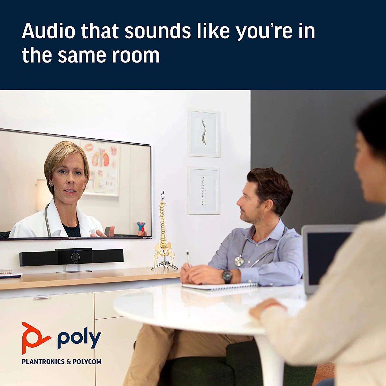 Open Box Poly Studio 4K Video System Speaker Bar Small & Medium Conference - Black