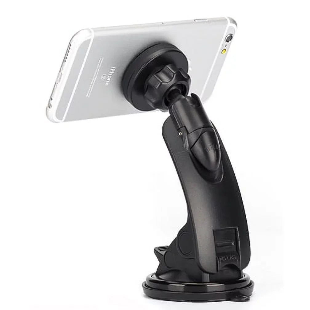 Premium Magnetic Car Mount Dash Windshield Holder Window Rotating Dock Stand Strong Grip Adjustable Suction QQP for Samsung Galaxy J7 Perx V (2017), Mega 2 Note 2 On5 Prevail LTE S4, S5 Active, Mini