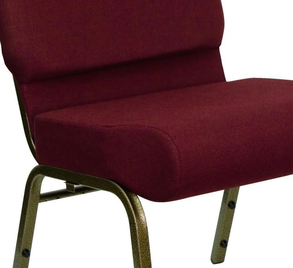 HERCULES Series 21''W Stacking Church Chair In Burgundy Fabric - Vein Frame