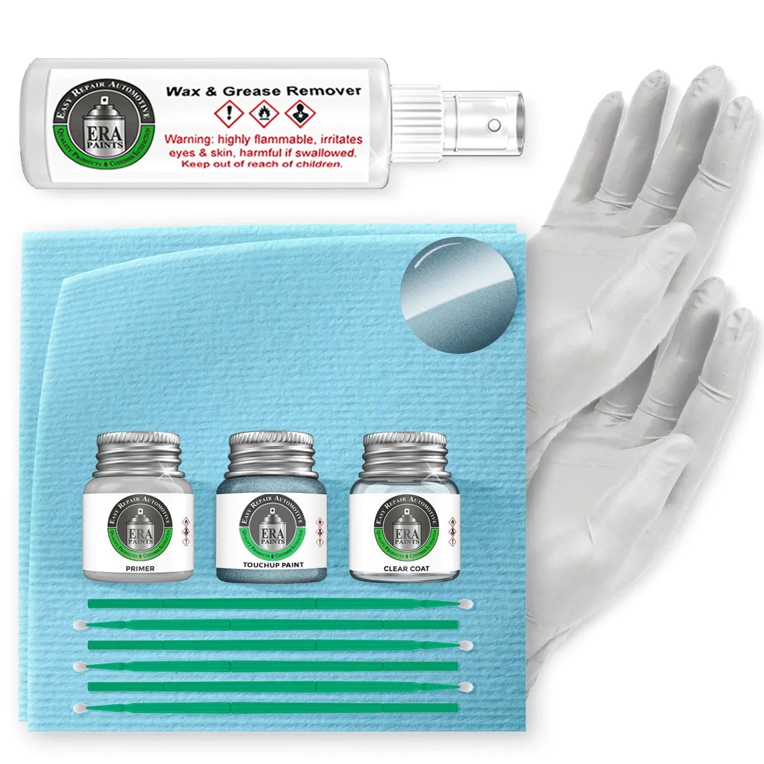 For KIA (K9 - Glacier Blue Metallic) Exact Match Touch Up Paint Clearcoat Primer and Prep Kit - Pick Your Color