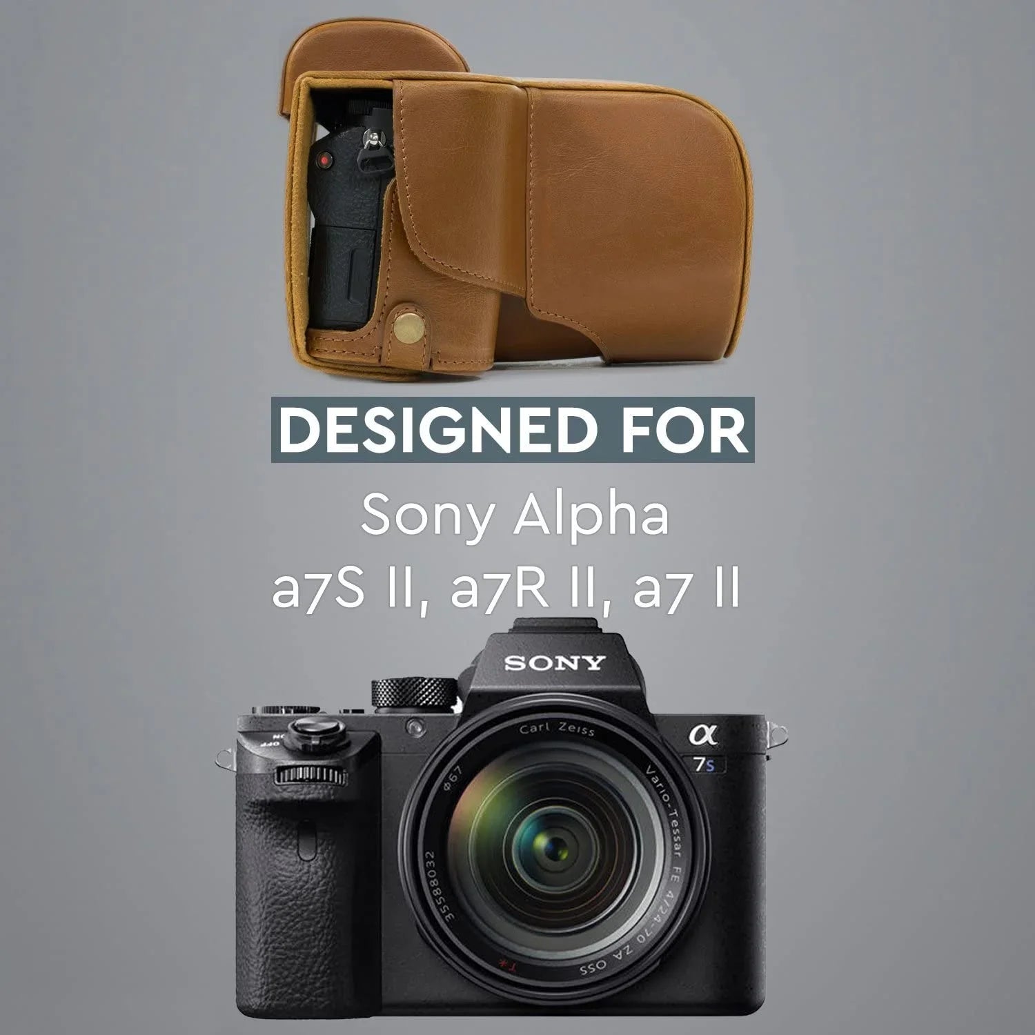 MegaGear Sony Alpha A7S II, A7R II, A7 II (28-70mm) Ever Ready Leather Camera Case and Strap, with y Access -