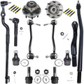 Detroit Axle - Front 12pc Suspension Kit for 4WD 00-04 Ford F-250 F-350 Super Duty, 2 Rim Bearing Hubs 4 Ball Joints 4 Tie Rods 2 Sway Bars 2000 2001 2002 2003 2004 Replacement