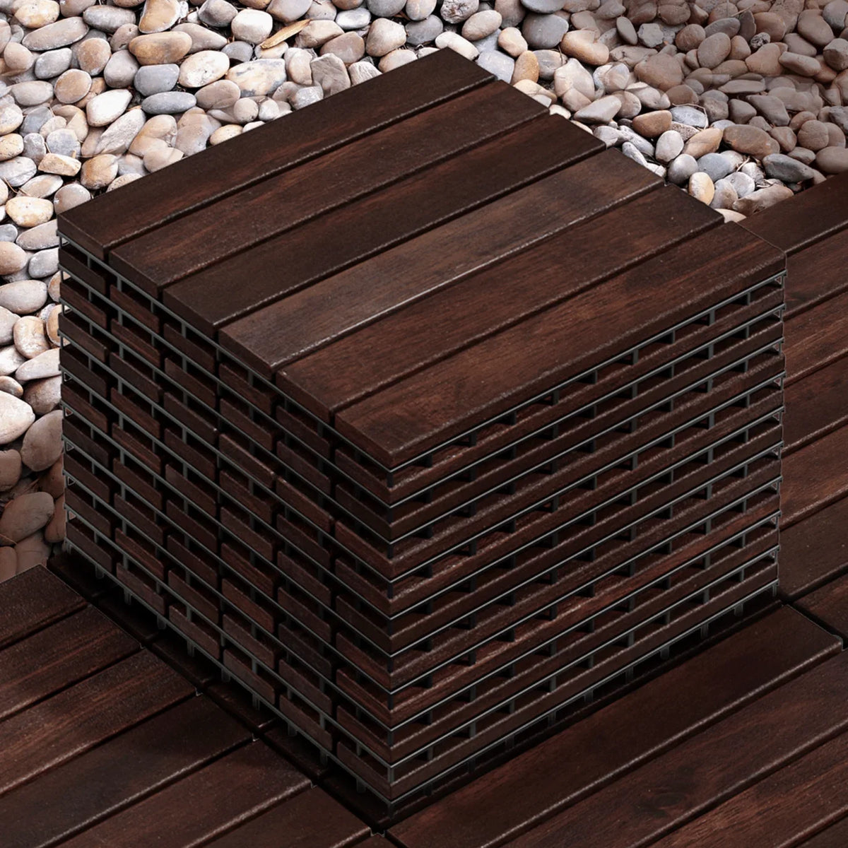 Idzo Decking Tiles - 6 Slats, Dark Brown