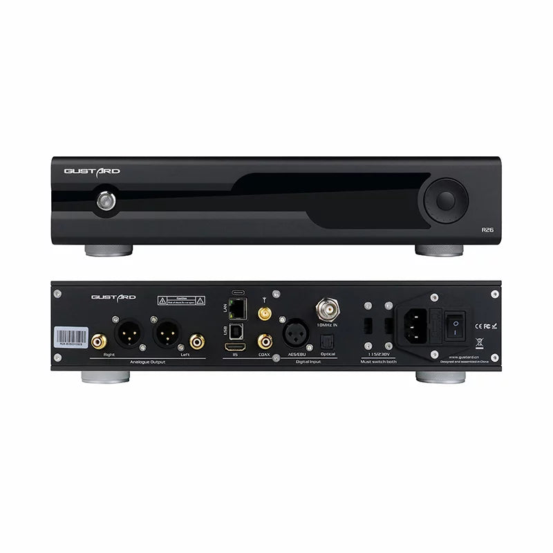 Gustard R26 Discrete R2R MQA DAC K2 Clock Dual Native DSD Decoder XMOS Balanced LDAC DAC with Remote Control (Black）