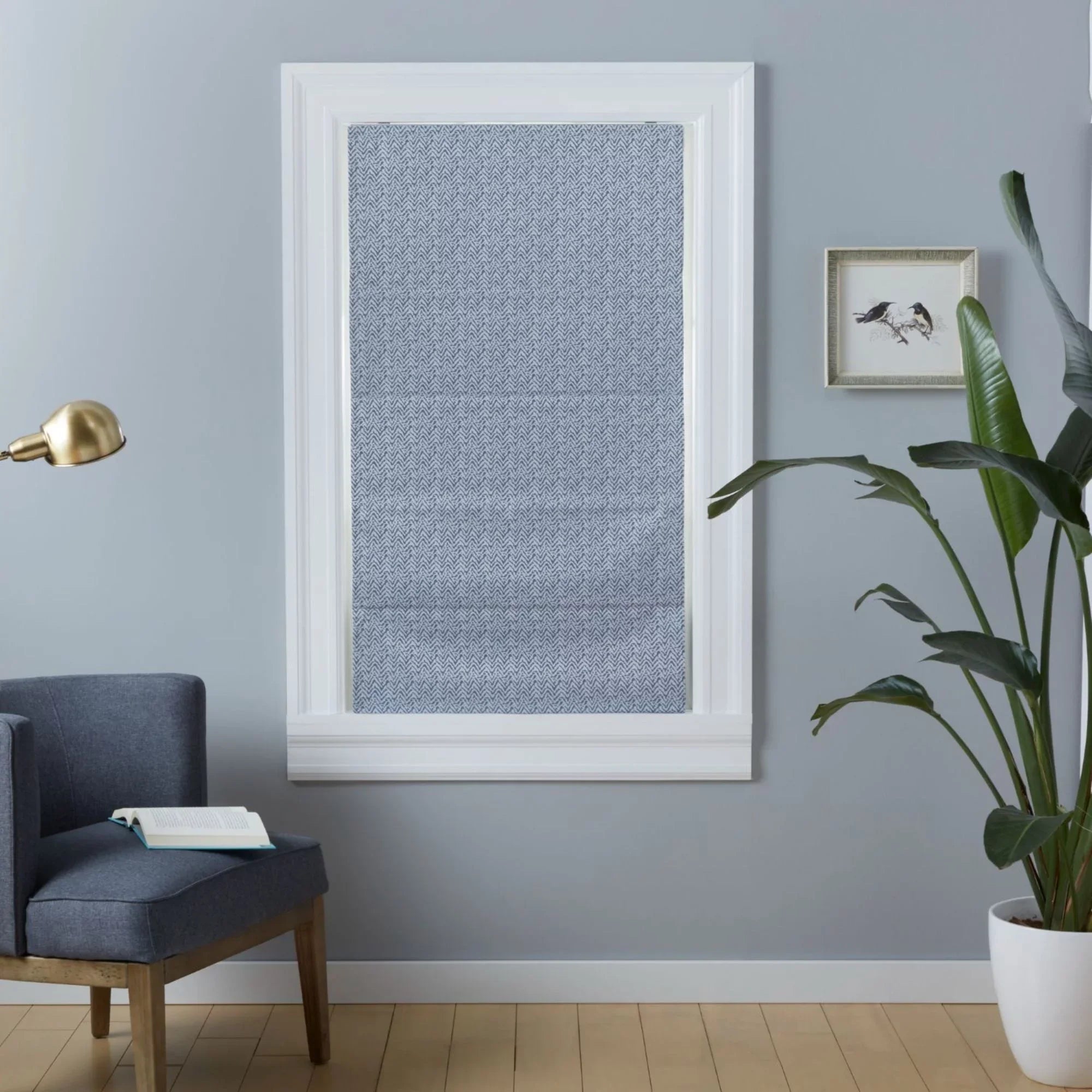 Exclusive Home Esme Total Blackout Roman Shade, 23"x64", Slate Blue