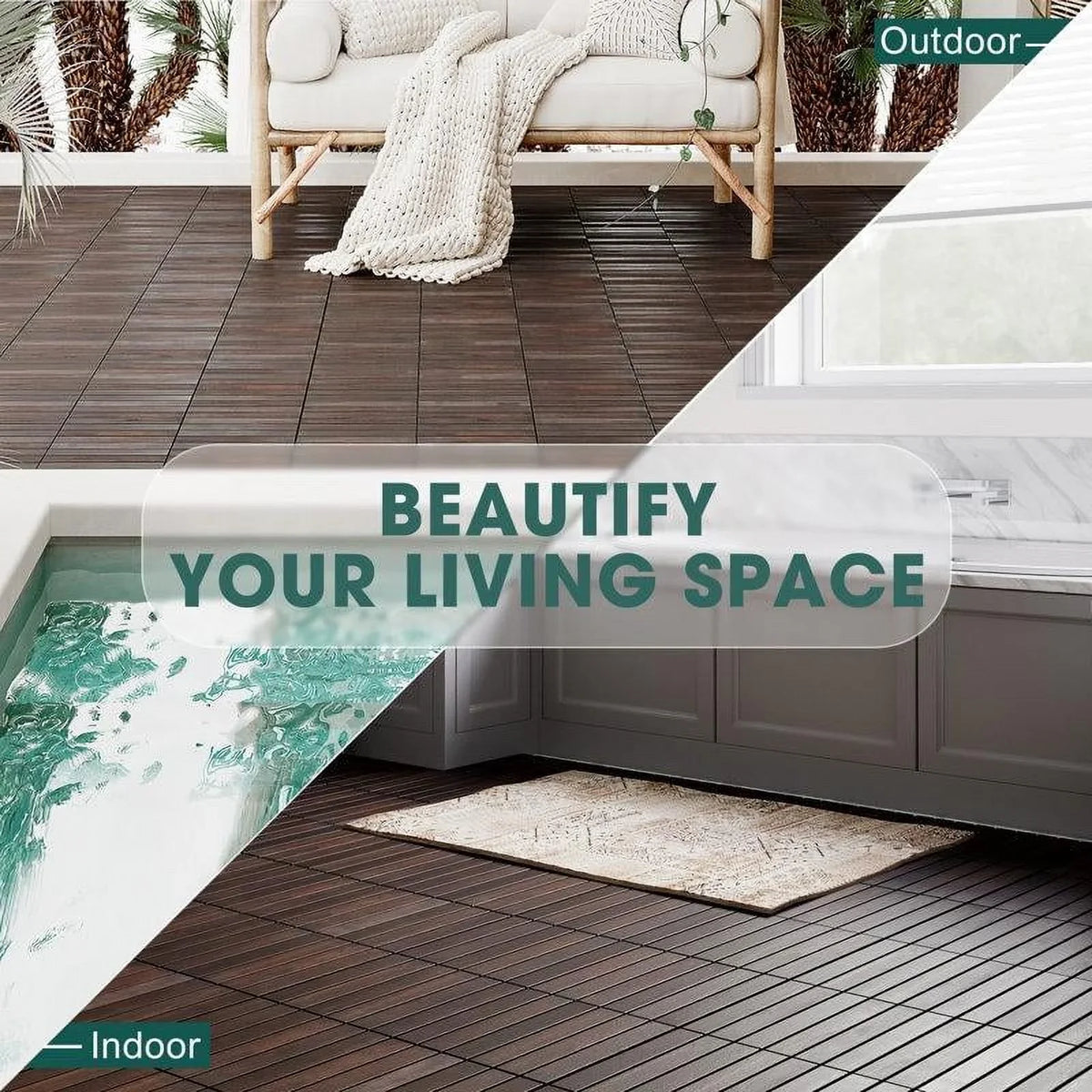 Idzo Decking Tiles - 6 Slats, Dark Brown